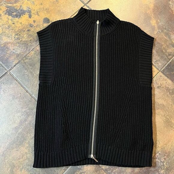 Liv By Habitat Drop Shoulder Knit Ribbed Zip Sweater Vest Small - Picture 3 of 8